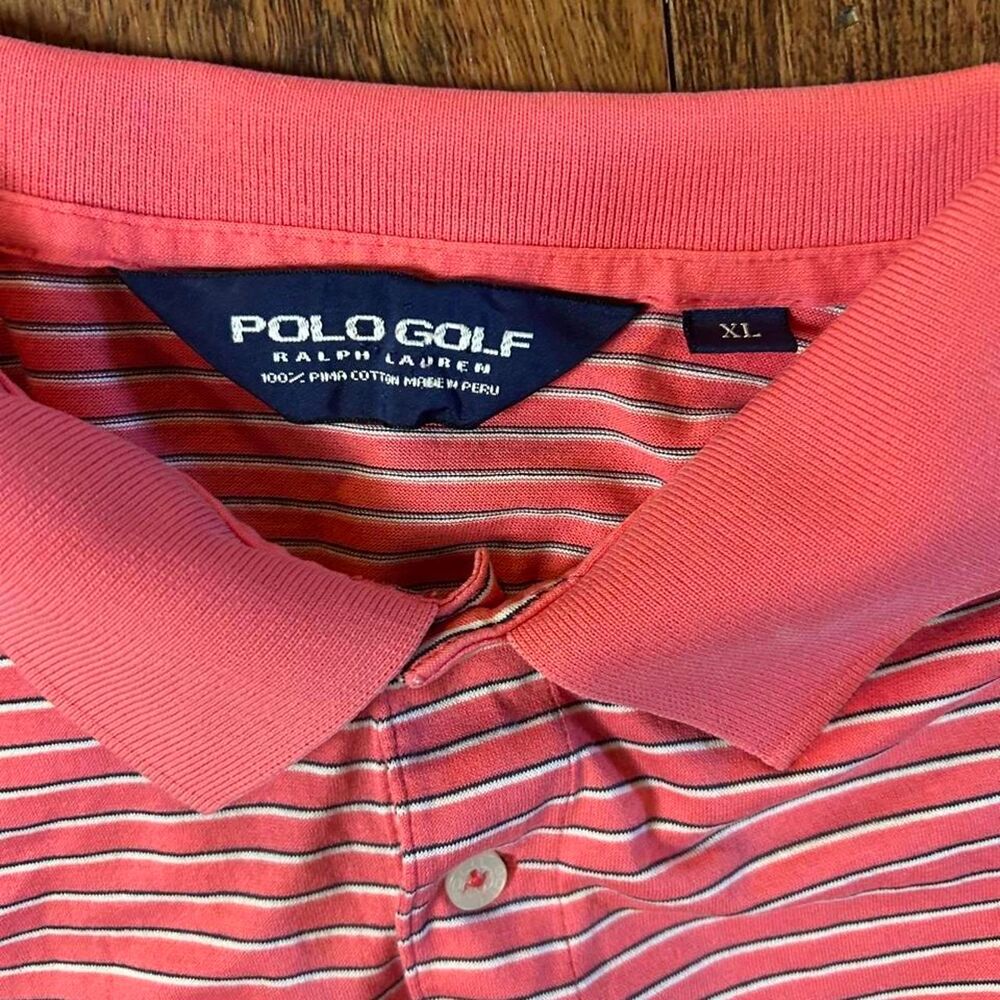 Mens XL Vintage Polo Golf Ralph Lauren Polo Shirt Striped Pima Cotton Peru